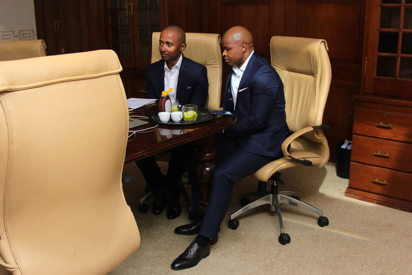 Lubabalo Dyantyi and Baxolile Mabinya preparing before the launch