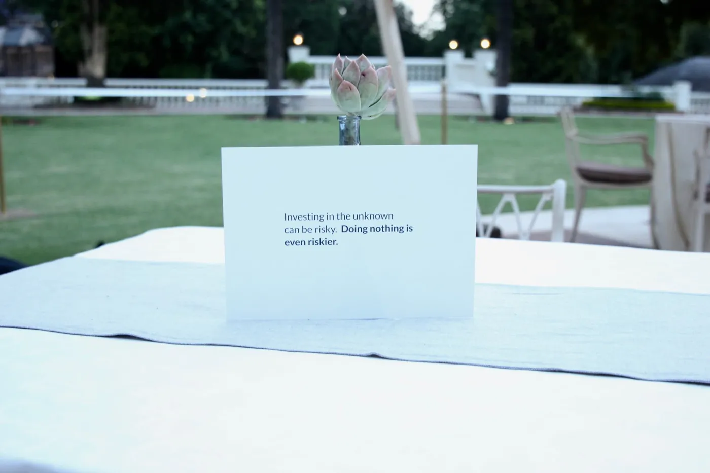 Launch table card: Doing nothing is even riskier.